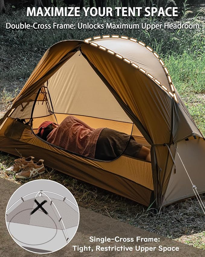 MC TOMOUNT Backpacking Tent Ultralight Nylon 1-2 Person Tent 3.3lbs-4.4lbs for Hiking Camping