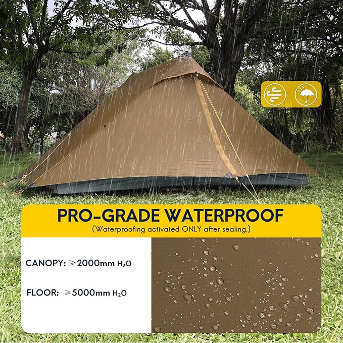 LANSHAN Ultralight Tent 3-Season Backpacking Tent for 1-Person or 2-Person Camping Trekking Kayaking Climbing Hiking