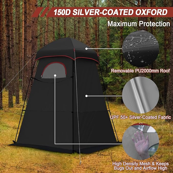 Camping Shower Tent 7.9 FT Extra Tall Oversize Privacy Tent Portable Outdoor Bathroom Toilet Tent with Floor Easy Set Up Privacy Shelter for Dressing Hiking Fishing UPF50+