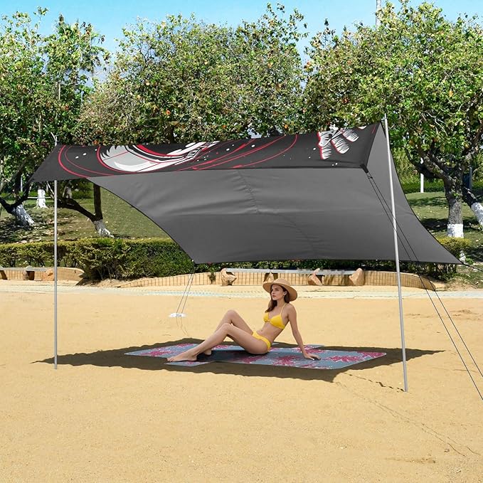 Camping Sun Shelters Astronaut with Red Lines Beach Canopy 126 * 110.2in