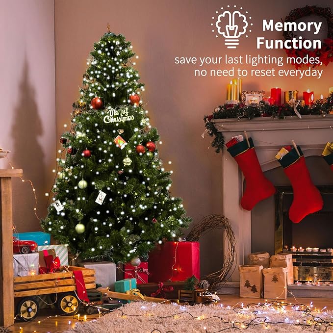 BOLWEO Christmas Tree Lights 400LED 16 Lines Christmas Lights for Tree 8 Modes for 6ft-7ft Tree UL Certified Indoor Outdoor Christmas Decorations 16 * 6.6ft Drops Cool White