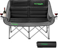 VIVOSUN Double Camping Chair Fully Padded Folding Loveseat Oversized Duo Chair with Cup &amp Wine Glass Holders Pocket Armrests &amp Carry Bag