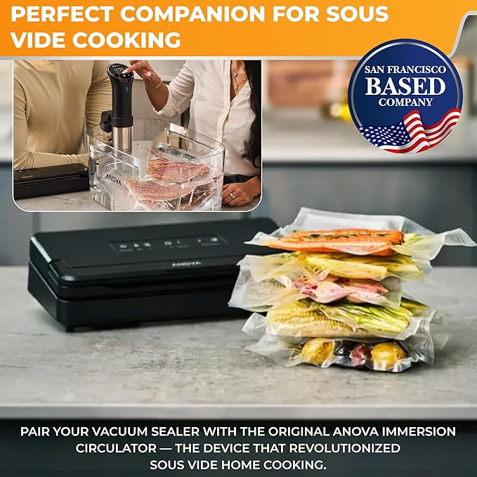Anova Culinary Precision Vacuum Sealer Pro Includes Large Bag Roll (19ft) Wet &amp Dry Dual Food Vacuum Sealer Machine for Sous Vide and Long-Term Storage 2-Year Warranty
