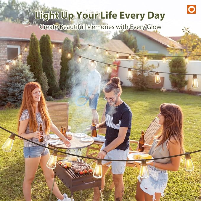 addlon 102(96+6) FT Solar String Lights WaterproofPatio Light Solar Powered with Remote &amp USB Port 3 Modes 30+2 LED Shatterproof Bulbs Outdoor Lighting for Camping Backyard Garden