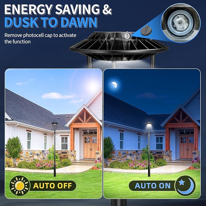 ADUB LED Post Light with Photocell 150W 120W 90W Post Top Lights 3000K 4000K 5000K Adjustable Wattage &amp CCT 21000LM Outdoor Pole Light Fixture DLC ETL Listed IP65 Commercial Street Area Lightin