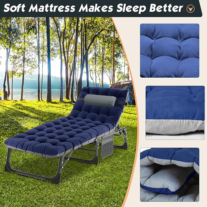 MOPHOTO Folding Camping Cot for Adults Heavy Duty Sleeping Cot for Adults Portable Sleeping Bed Outdoor Cot Bed for Home Camp Office Use