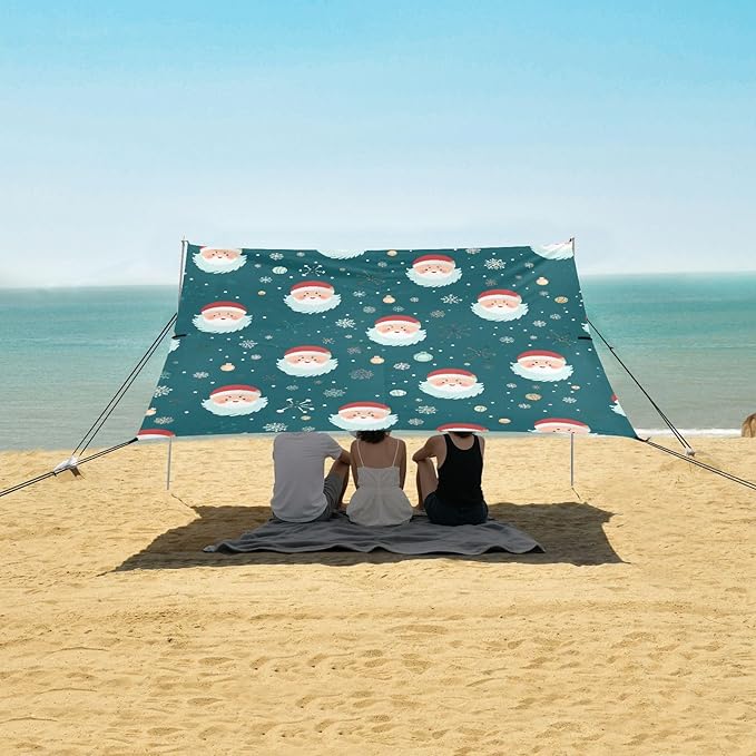 Beach Tent Sun Shelter Kind Santa Claus Christmas Lightweight &amp Easy Setup Beach Shade Canopy for Camping Fishing