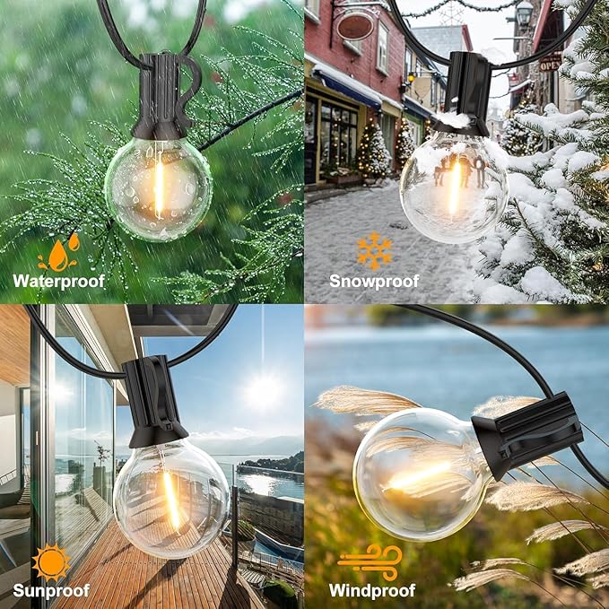 GPATIO Outdoor String Lights 50FT G40 Bulbs Shatterproof Patio Lights Waterproof Dimmable Hanging Outdoor Lights Connectable LED Outside Lights for Backyard Yard Gazebo Porch Party