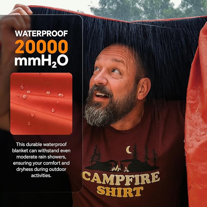BEDELITE Large Waterproof Camping Blanket Lightweight Packable Blanket for Car Foldable Fleece Stadium Blanket for Outdoor Sports Windproof Wearable Machine Washable 55 x 80Red