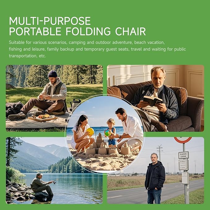 11.8 Foldable Backpack Stool Carbon Steel Collapsible Portable Pocket Chair Thickened Folding Camp Stool 350lbs for Adults Hiking Purse Stools Black