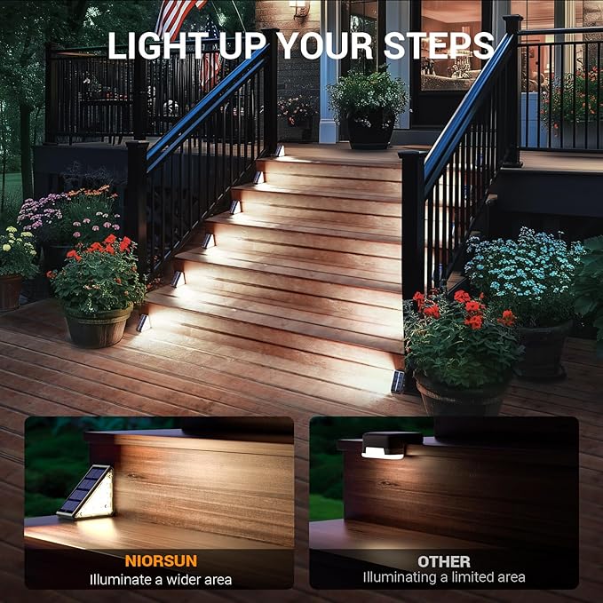 NIORSUN Solar Step Lights for Outside6 Pack Solar Stair Lights Outdoor Waterproof IP67 Auto On OffSolar Lights for StepsStairPatioYardPorchFront DoorSidewalkDeck DecorCool White