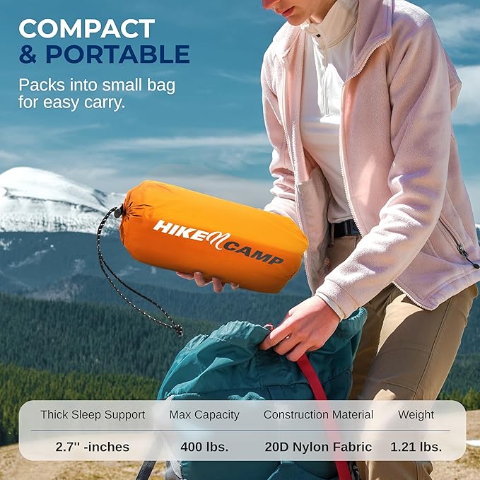 SereneLife Lightweight &amp Compact Camping Gear – Sleeping Pads &amp Bags with Built-in Pillows for Outdoor Comfort Waterproof &amp Tear-Resistant Design Perfect for Hiking Backpacking Couples