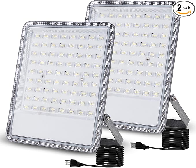 150W LED Flood Light Outdoor 110-277V Commercial &amp Residential LED Lights IP66 Waterproof 6500K Daylight White 16500LM Energy Efficient Flood Outdoor Lights Plug-in LED Flood Lights 2 Pack