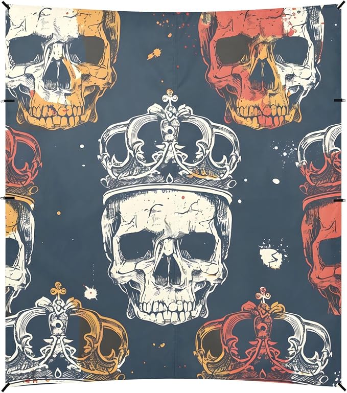 Beach Tent Sun Shelter Tie-dye Skull with Crown Lightweight &amp Easy Setup Beach Shade Canopy for Camping Fishing