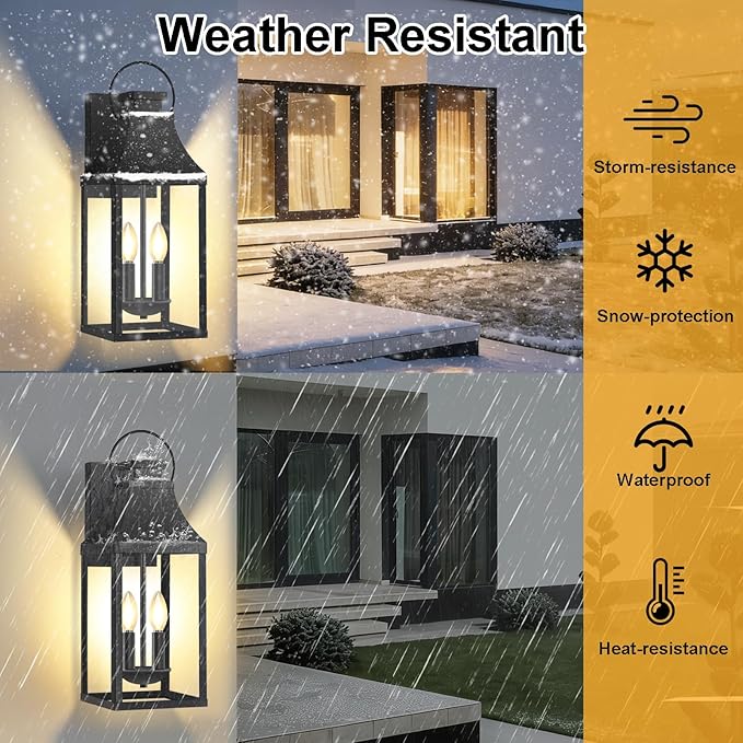 20 Outdoor Lanterns for Porch 2 Pack Large Outdoor Wall Lights Exterior 2-Light Wall Sconce for House Garage Front Door