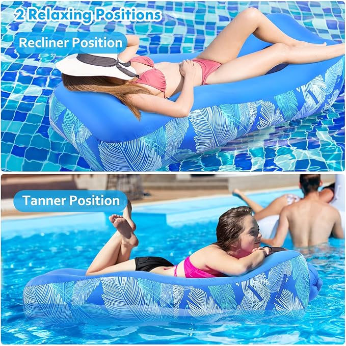 Inflatable Lounger Air Sofa with Unique Sun-Shade Design Inflatable Beach Bed with Pillow Waterproof Inflatable Couch Camping Chair Hammock for Hiking Backyard Travel Beach Park Picnics
