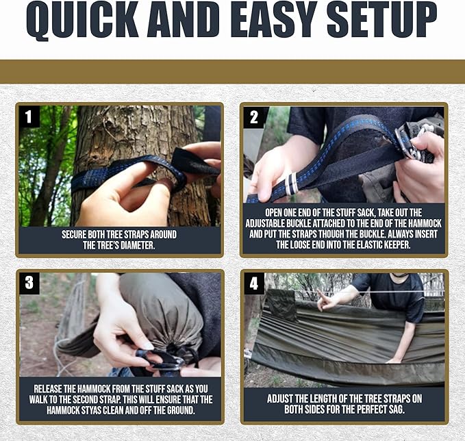 Onewind 11ft Camping Hammock with Mosquito Net and Structure Ridgeline Lightweight Portable Hammock with 12ft Tree Straps Ideal for Outdoor Hiking Backpacking OD Green