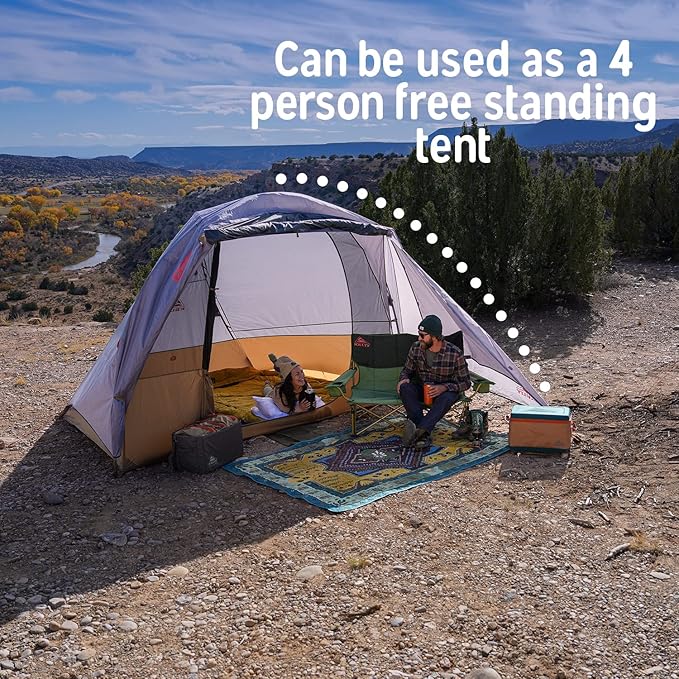 Kelty Caboose 4P Tent and Vehicle Awning Shelter Universal Attachment for Vans Trucks SUVs Standing Height Door Massive Vestibule Fully Freestanding Designed in Sunny Colorado (2023)
