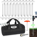 20 Pcs 8 Heavy Duty Drill Tent Stakes with Storage Bag Glow-in-The-Dark Ground Anchor Peg Metal Threaded Screw-in Tent Stake for Camping Swing Canopies with 1 Hex Nut Driver Peg Puller