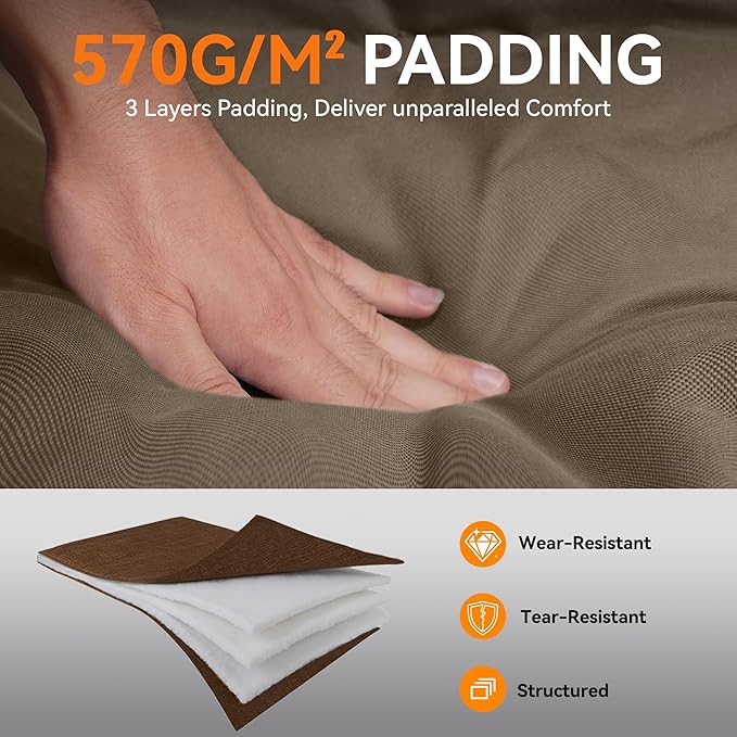 High Back Double Camping Chair 2 Person Camping Chair Low Seat Loveseat Camping Chair Fully Padded Oversized Camping Couch for Adults - Supports 650 LBS with Cup Holders Carry Bag - Brown