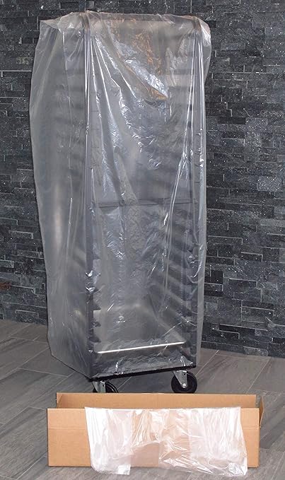 Heavy Duty 0.75MIL Single Disposable Rack Covers for Single Bun Pan Racks. 100 Bags Per Roll Heavy Duty Bun Rack &amp Food Cover 31” X 22” X 77” X 0.75mil for Industrial &amp Commercial Use