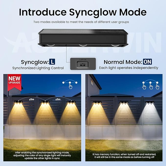 Solar Fence Lights 1200 mAh Solar Wall Lights Outdoor Waterproof IP65 led for Outside Backyard Patio Front Porch Yard House Garden Pool Decor (10 Pack) 6 Modes