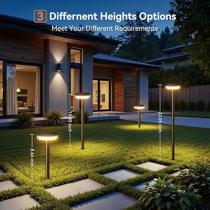 LETMY Solar Pathway Lights Outdoor 6 Pack 2X Brighter Solar Lights Outdoor Waterproof Taller Pathway Light with Larger Panel Auto On/Off Up to 12Hrs Driveway Light for Yard Outside Patio Path Lawn