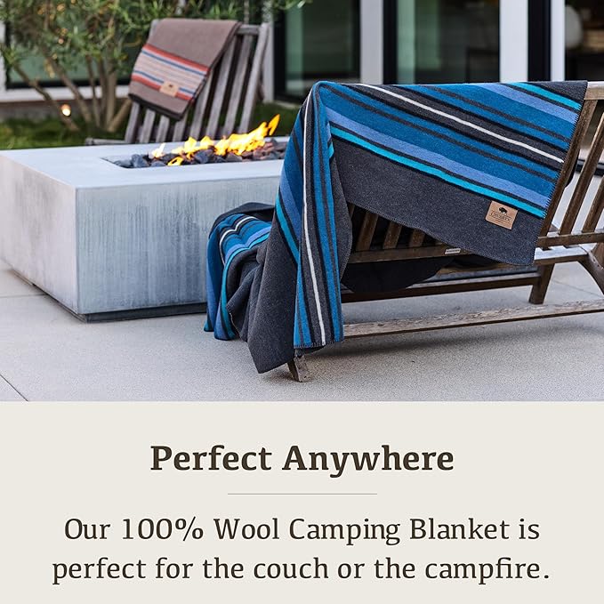 Chubbuck 100% Wool Blanket Camping (60 x 84) - Large Warm Blanket for Camping Emergency Outdoor Concerts and Home Use - Fire Retardant Soft and Warm Blankets for Winter (Lakeland)
