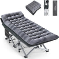 Camping Cot Sleeping Cots for Adults Portable Camping cots with Mattress Pillow and Carry Bag 1200D Double Layer Oxford 600 LBS Weight Capacity Cots for Sleeping(Grey+Black)