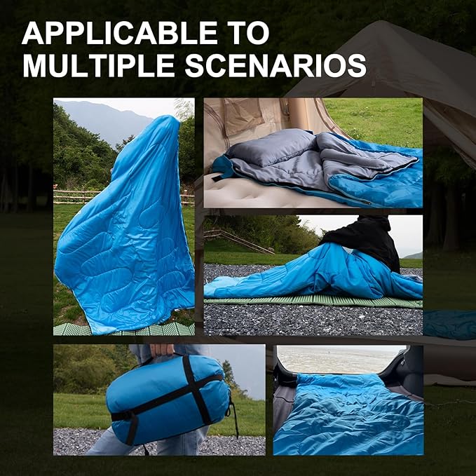 Adult Sleeping Bag with Pillow Comfortable Durable &amp Waterproof Lightweight for Adults Kids Spring Summer Autumn 3 Seasons Travel Camping Outdoor