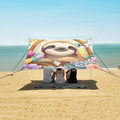 Bolaz Beach Canopy Tent Sun Shade9'×10.5' Large Family Beach Shade UPF50+- Outdoor Shade for Camping Trips FishingSloth Basket Flower