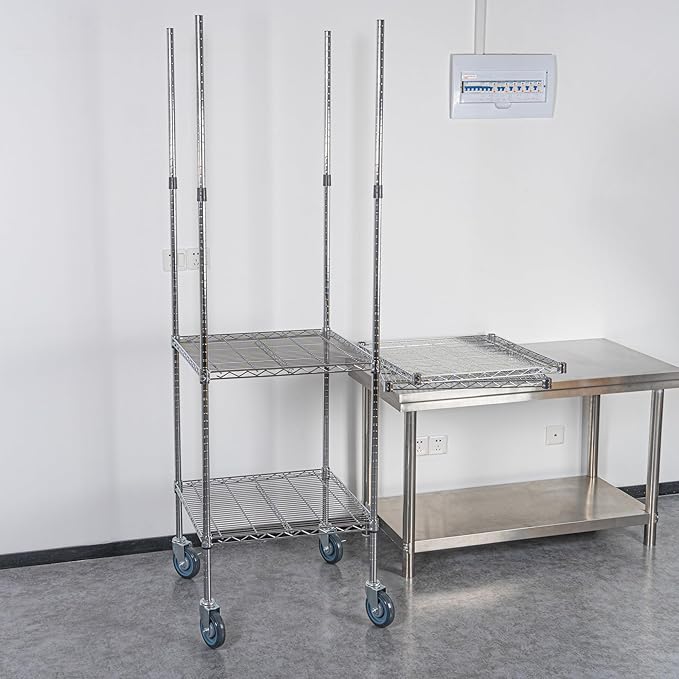 Restaurantware-Shelving Posts ONLY: Chef 101 74 Inch Mobile Shelving Posts 4 NSF Certified Chrome Poles - Shelves and Casters Sold Separately Does Not Corrode Steel Wire Poles