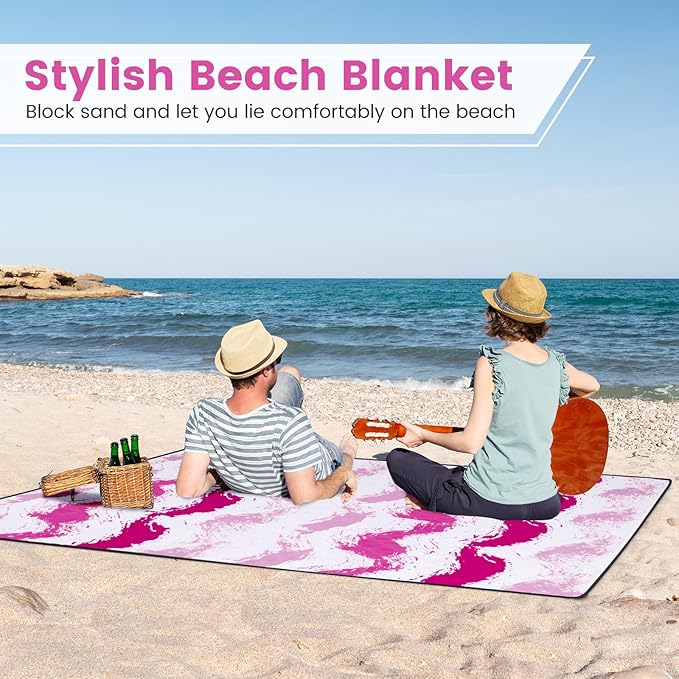 GYMAX Beach Chair with Umbrella Set of 4 Including 2 Folding Chairs Blanket Adjustable Parasol &amp Carry Bag Camping Chairs with Sunshade for Beach Patio Poolside Deck Lawn Picnic