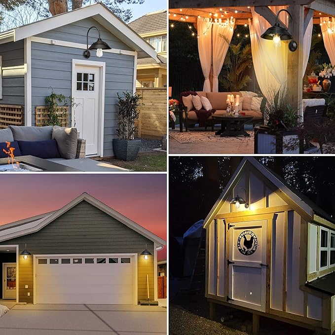 Aqonsie Solar Barn Lights Outdoor Vintage Rustic Solar Chicken Coop Light with 3 Lighting Modes &amp Motion Sensor Waterproof Outdoor Wall Mount Light for Barn Shed Chicken Coop