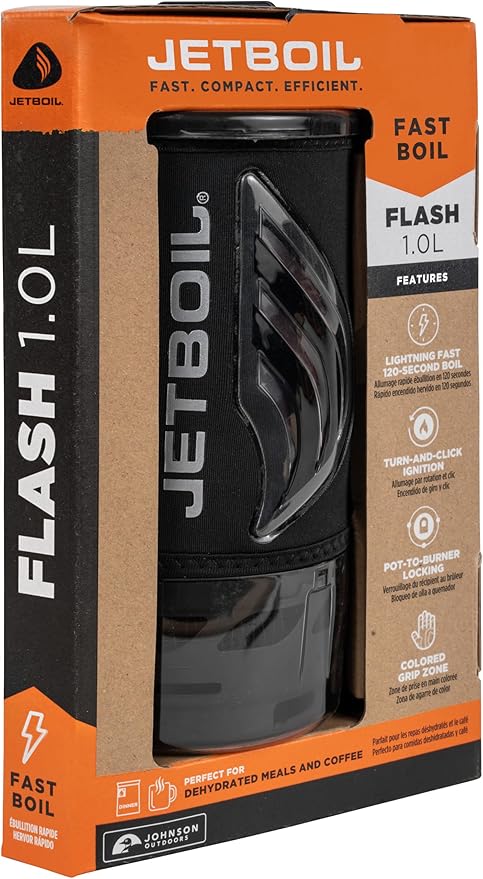 Jetboil Flash Portable Fast Boil Stove for Camping and Backpacking with 1-Step Auto Ignition Propane/Isobutane Burner with Cooking Cup