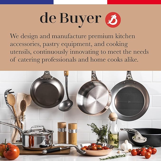 de Buyer MINERAL B Carbon Steel Omelette Pan - 11” Diameter 8.3” Cooking Surface - Naturally Non-Stick Finish - Made in France