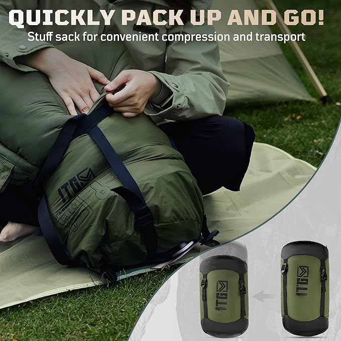 Mummy Sleeping Bag for Adults 25℉-36℉ Cold Weather Backpacking Sleeping Bag Lightweight 3-4 Season Winter Camp Bag with Adjustable Hood &amp Compression Sack Machine Washable