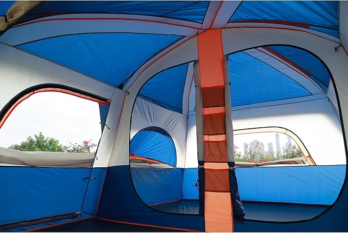 KTT Extra Large Tent 10-12-14 Person(A)Family Cabin Tents2 Rooms3 Doors and 3 Windows with MeshStraight WallWaterproofDouble LayerBig Tent for OutdoorPicnicCampingFamily Gathering