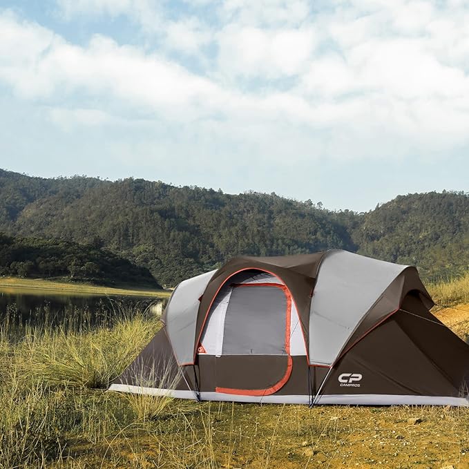 CAMPROS CP Camping Tent 10 Person Family Cabin Tent 2 Room Water Resistant Waterproof Tent with Top Rainfly 4 Large Mesh Windows Double Layer Easy Set Up Portable with Carry Bag 16ft x 9ft x72in