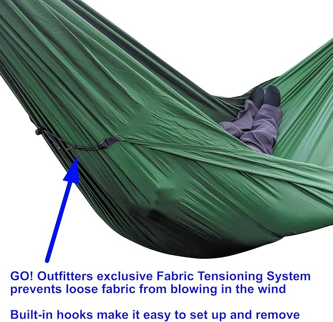 Go Hammock 2.0-11' Long for Max Comfort w/Ridgeline Rapid Deployment Bag Carabiners &amp Fabric Tensioners (Burnt Orange)