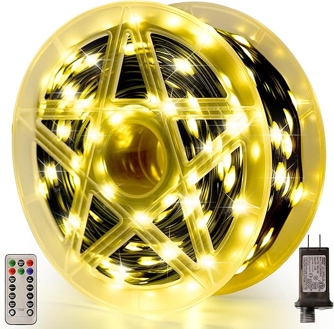 Christmas Lights 600 LED 196FT IP67 Waterproof Christmas Tree Lights with 8 Modes Outdoor String Lights with Timers &amp Memory Function Xmas Light for Holiday Decor (Warm White)