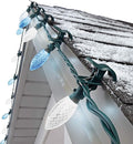 C9 LED Quick Clip Christmas Lights | Built-in Clip-On String Lights | 24 Pure White &amp Blue Bulbs | 16 Foot Strand