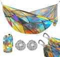 YETTASBIN Iridescent Triangles Camping Hammock - 330lbs Lightweight &amp Portable Single or Double Hammock with Tree Straps &amp Carry Bag for Indoor Outdoor Hiking Backpacking Travel Backyard Beach