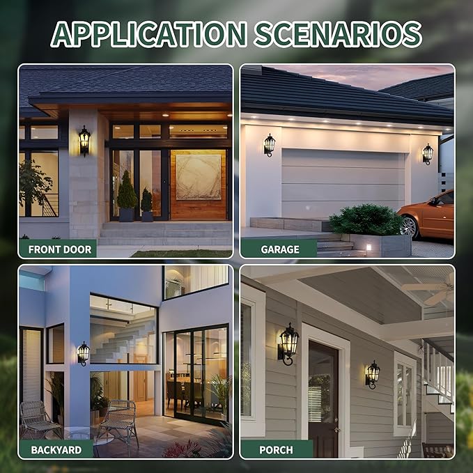 Outdoor Wall Light Fixtures Waterproof Porch Lights Anti-Rust Matte Black Exterior Lighting Fixtures Sconce Lights Outdoor Wall Lantern for Patio Front Door Garage