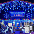 Minetom Icicle Lights for Outside 66Ft 736 LED Blue Christmas Lights with 138 Drops Icicle Christmas Lights Outdoor with Remote and Timer