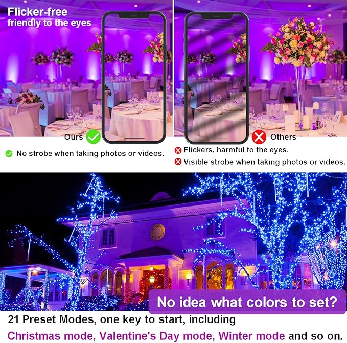 LED Flood Light Outdoor 800W Equivalent Bluetooth Smart Color Changing RGB Spot Light DIY-Scene+RGB+2700K Warm White APP &amp Group Control &amp Timing IP66 Waterproof 4Pack