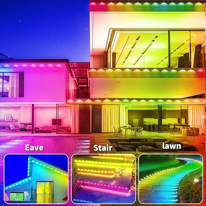 IP67 Waterproof Eave Light for House roof490ft RGB Outdoor Waterproof Eave Lightcan be Used for Halloween ChristmasHolidayPartyDaily Lighting Decoration（2 Rolls of 245ft）