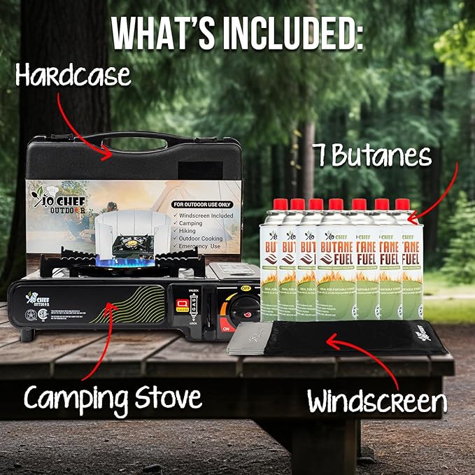 JoChef Butane Camping Stove - 9500 BTU Portable Gas Stove