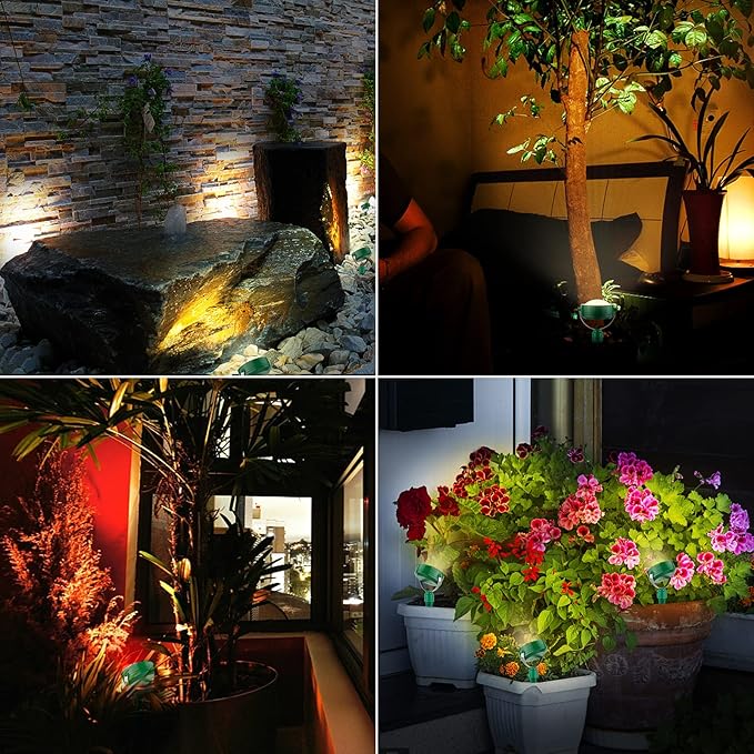 BIGMONAT Cordless Landscape Light Rechargeable Color Changing Planter Spotlight Indoor Outdoor RGB Garden Lighting with Remote Waterproof Halloween Christmas Light for Potted Tree Patio Yard Decor