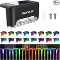 JACKYLED 16 Pack Deck Lights Solar Powered Color Changing Outdoor Solar Fence Lights Waterproof LED Stair Lights for Patio Step Railing Wall Garden